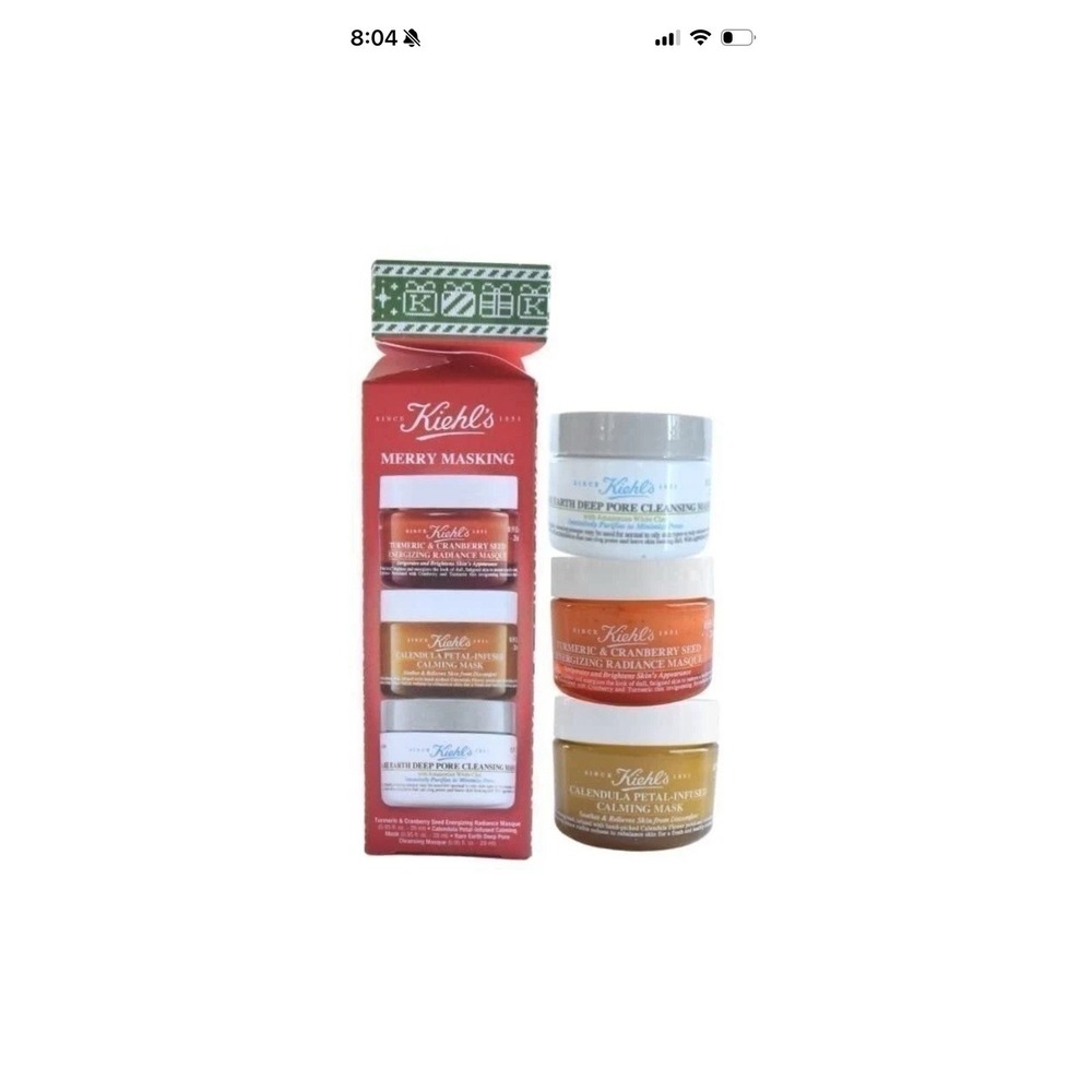 Kiehl's Merry Masking Trio Holiday Gift Set Of 3 Face Mask Minis Travel Size NEW